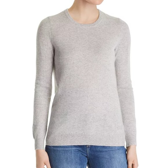 C by Bloomingdale's Cashmere Crewneck Cashmere Sweater-2-ply 100% cashmere-gray - Picture 1 of 6